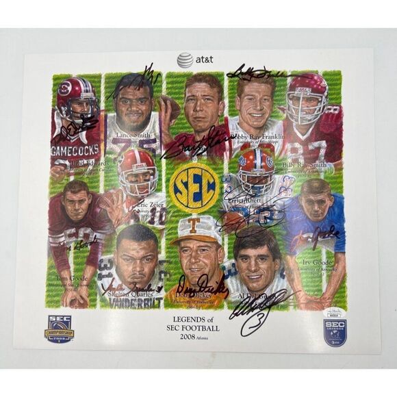 ographed Legends SEC Football 2008 Print Bart Starr 12 Signatures JSA COA - Picture 2 of 10